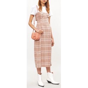 FREE PEOPLE Life Like This Plaid Linen Midi Dress